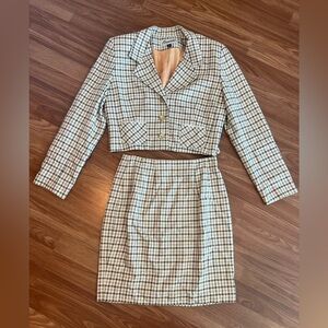 Barami Vintage Plaid Blazer and Skirt Set
